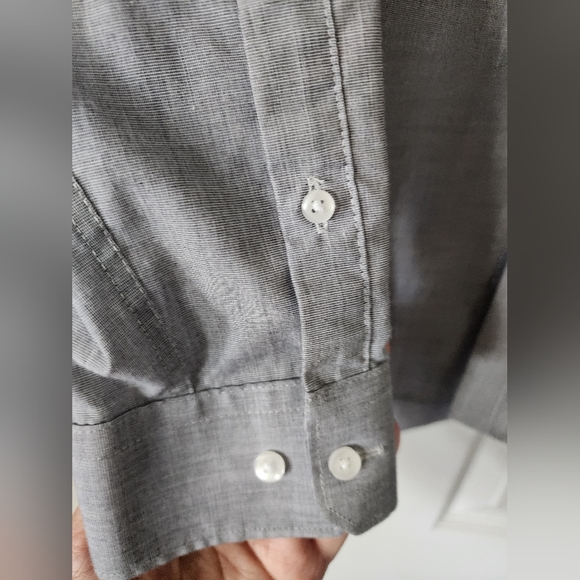 2 H&M Mens Medium Easy Iron Gray/Wine Long Sleeve Spread Collar Shirt bundle - Picture 4 of 10